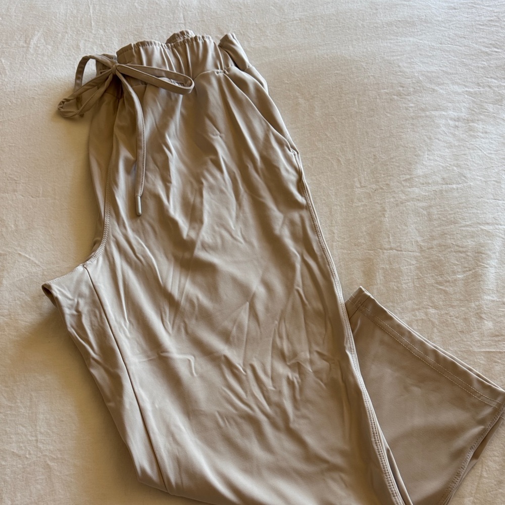 Beige Drawstring Capris